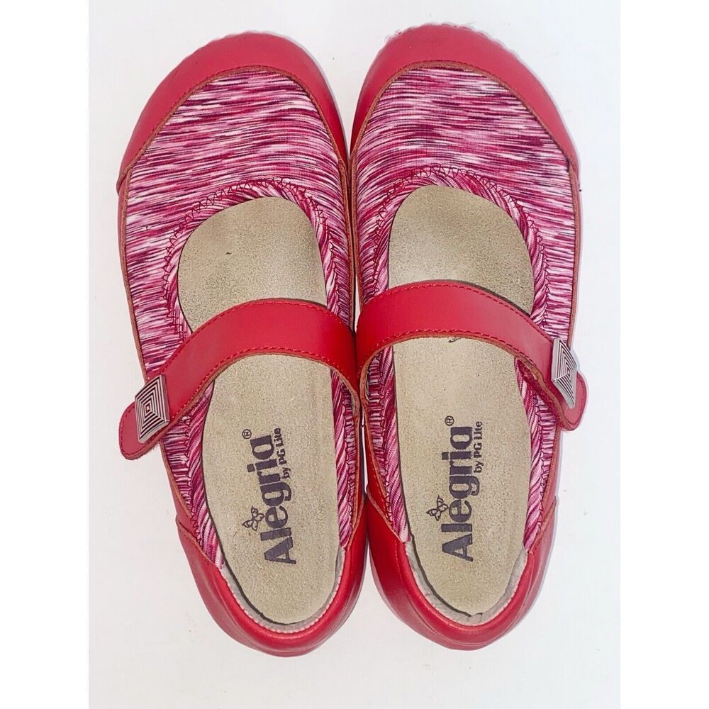 Alegria Shoes Red Mary Jane Slip On Sneaker Stretch Comfort Cushion Y2K 35/5-5.5 - Picture 7 of 15